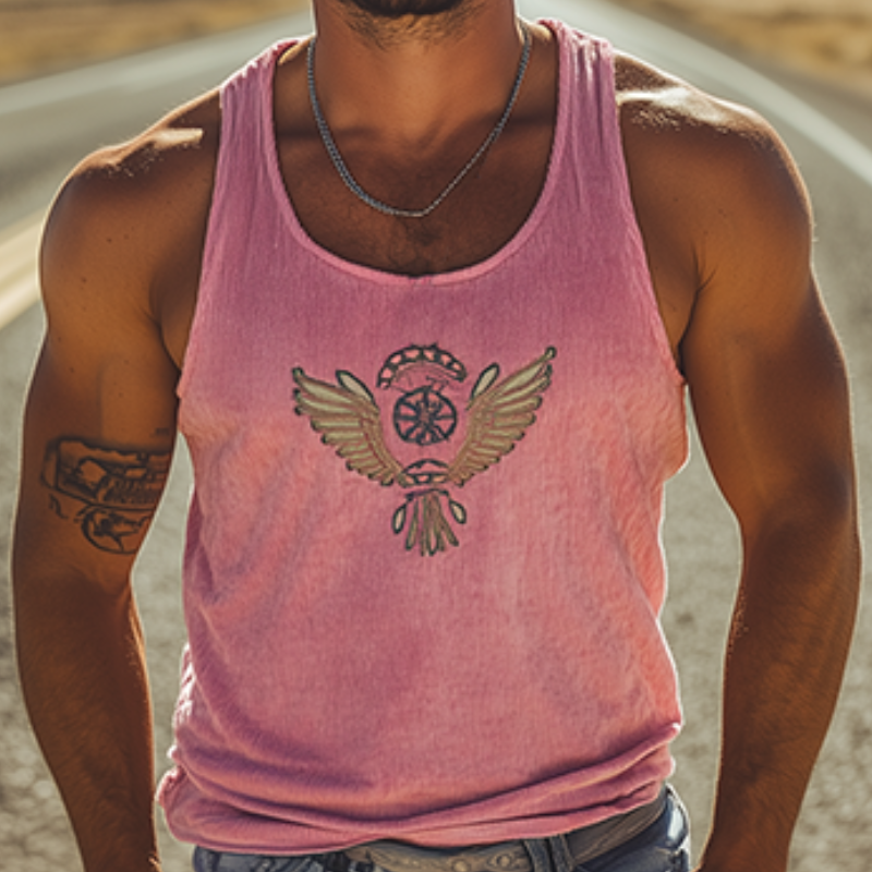 Men's Classic Casual American Retro Corduroy Embroidered Tank Top 72799567K