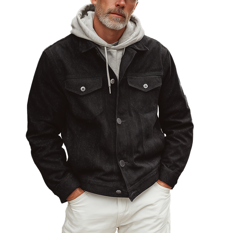Men's Vintage Washed Heathered Denim Jacket MTA1308H8P