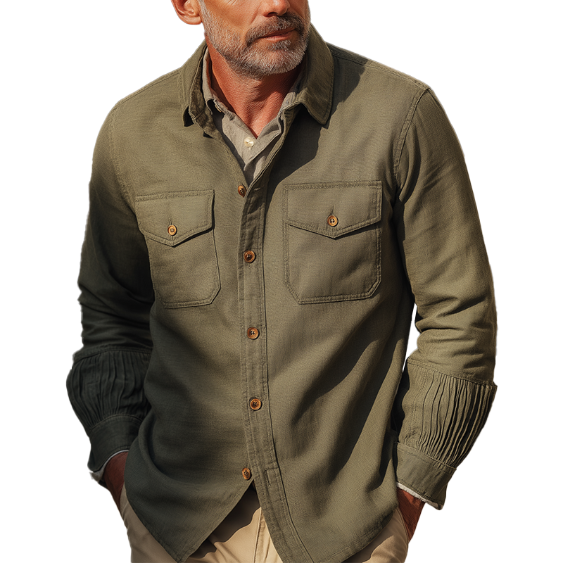 Men's Vintage Elegant Cotton Blend Balloon Sleeve Shirt MTA0280I2P