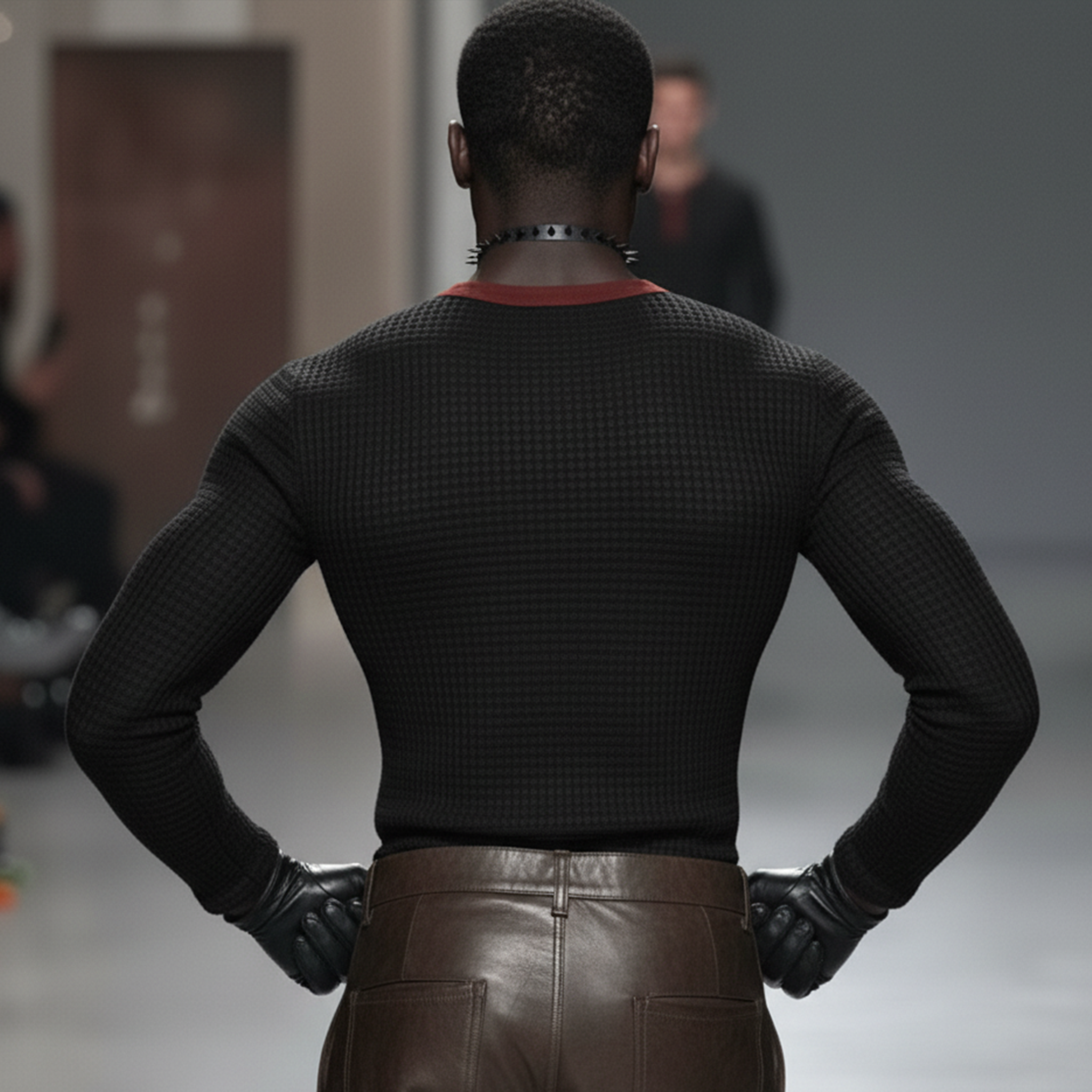 Men's Classic Casual Faux SUede Fabric Henley Neck Patchwork Waffle Knit Slim-fit Long-sleeved T-shirt MTA0832L4K