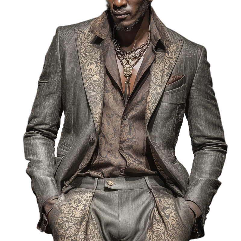 Men's Fashion Vintage Peak Lapel Single Breasted Casual Blazer MTA1884G1Z