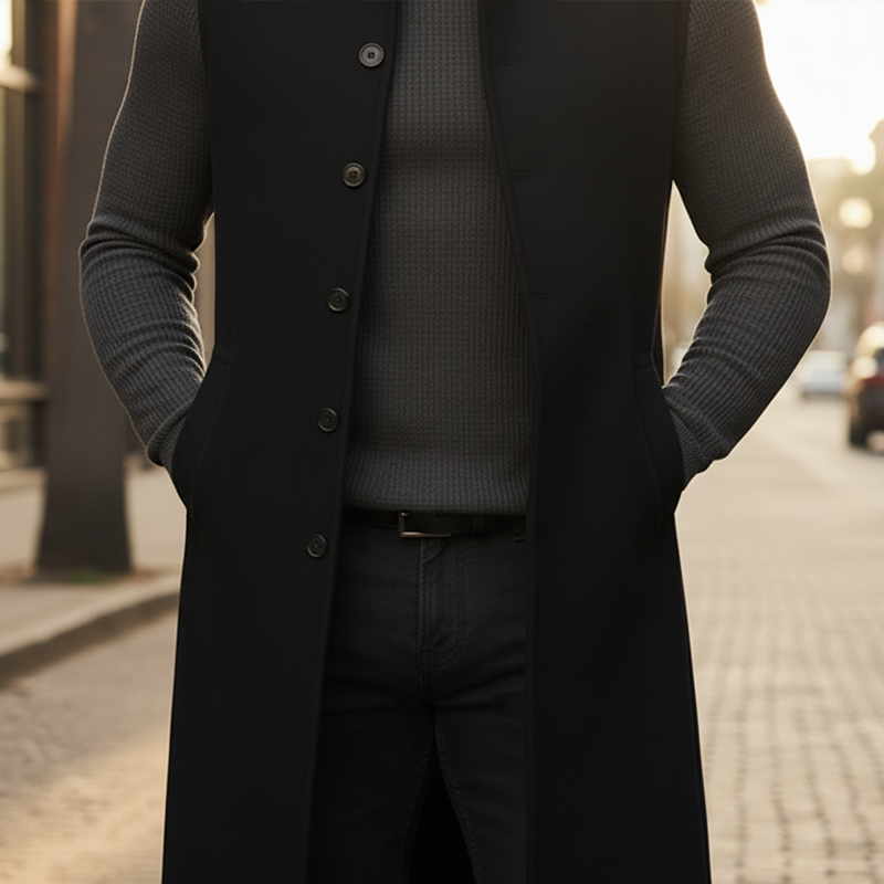 Men's Winter Faux Wool Long Button-Down Sleeveless Vest MTA2984K3P