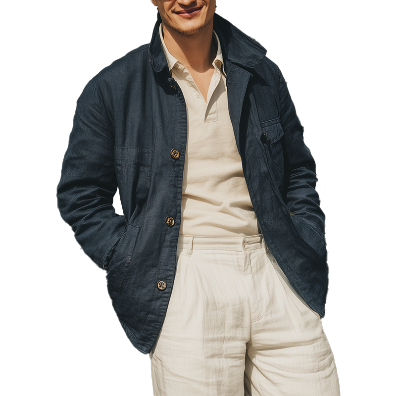 Men's Autumn Fashion Washed Distressed Cotton Blend Jacket MTA1706I4P