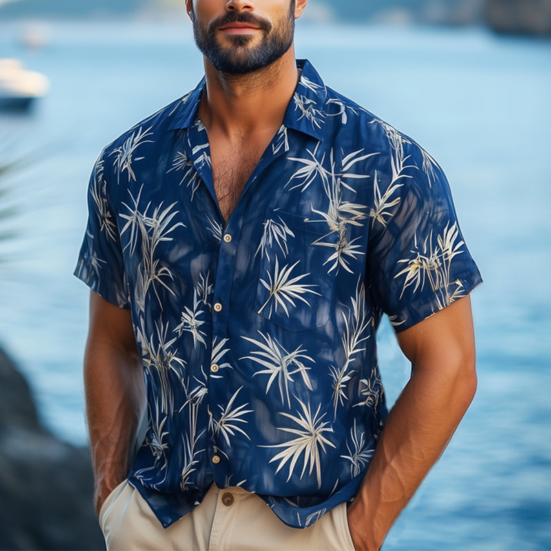 Men's Summer Chic Printed Short Sleeve Shirt MTA0250G8U