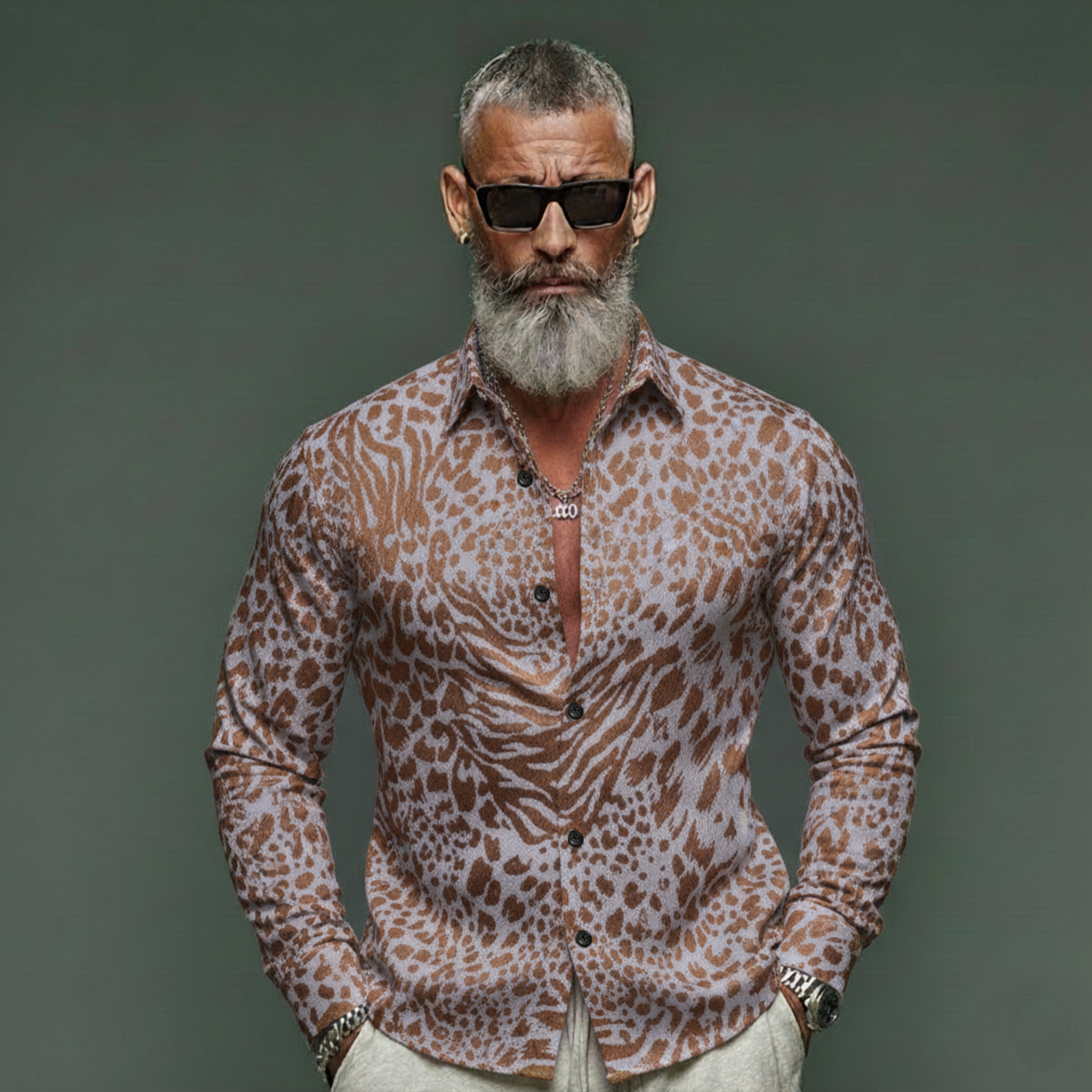 Men's Classic Vintage Blended Jacquard Long-sleeved Shirt MTA3057L9K