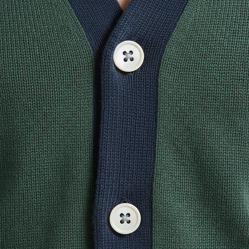 Men's Winter Fashion Contrast Color Cotton Yarn Knitted Thin Cardigan MTA2284J8P