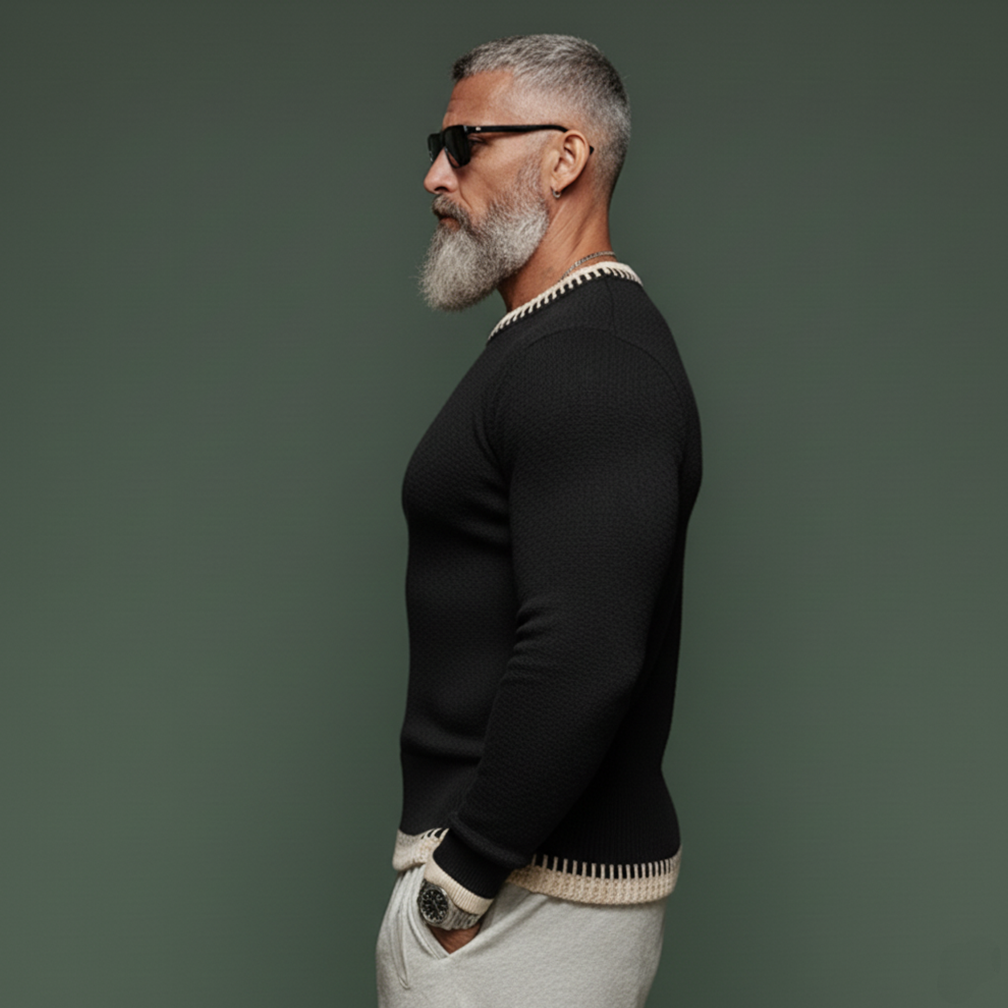 Men's Fashionable And Unique Crew Neck Slim Fit Sweater MTA2940J4K