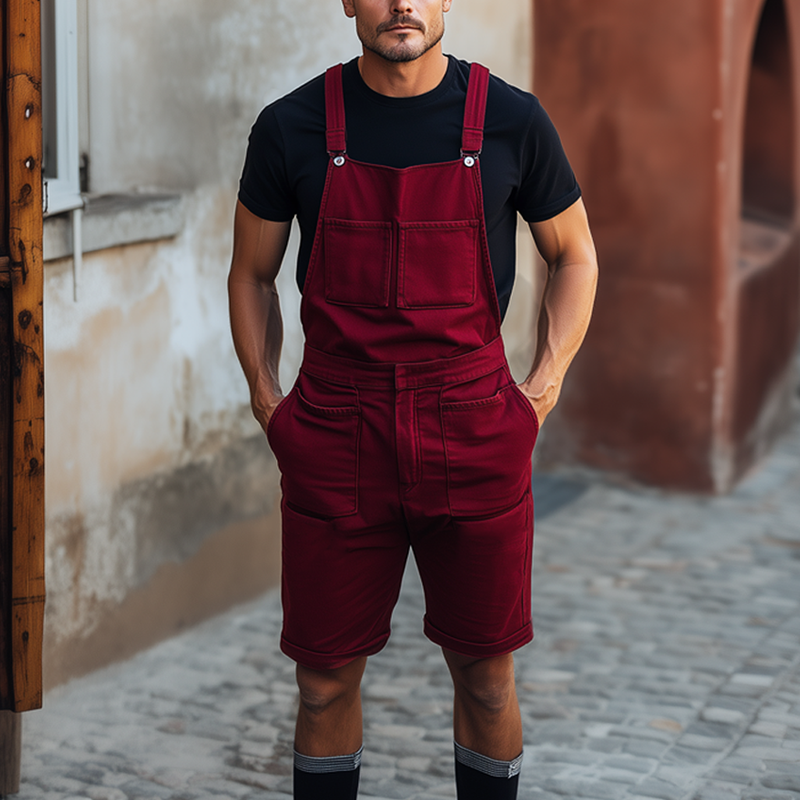 Men's Summer Multi-Pocket Vintage Denim Overalls MTA1128F6U