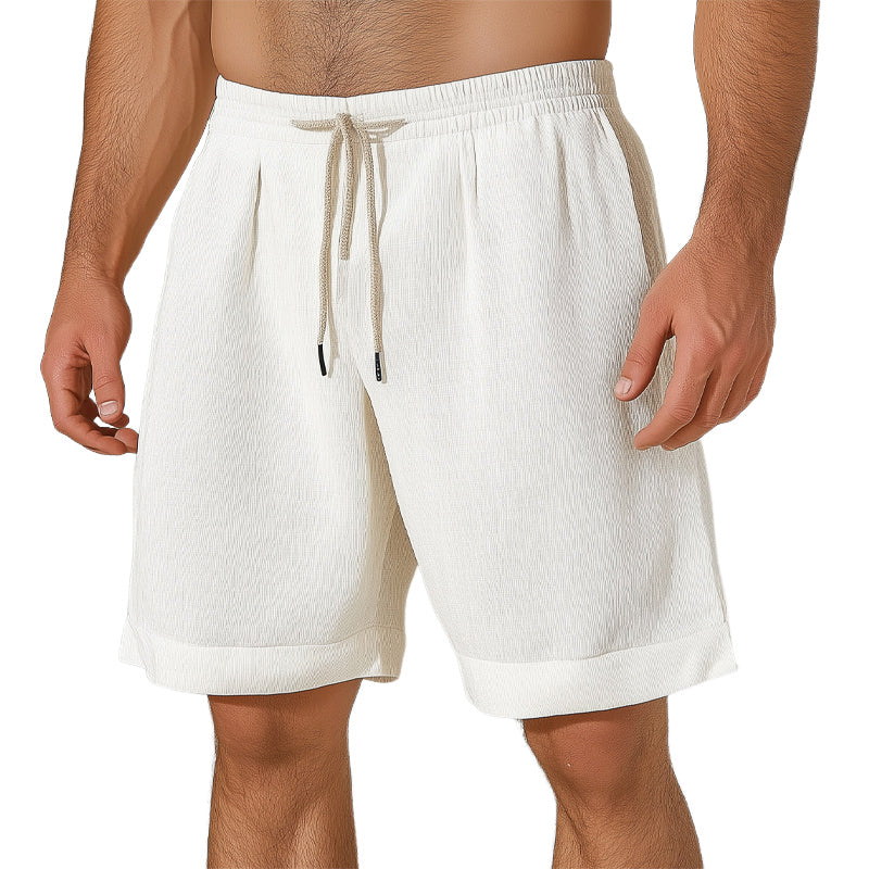 Men'S Summer Basic Solid Color Elastic Lace-Up Shorts MTA1202E2U