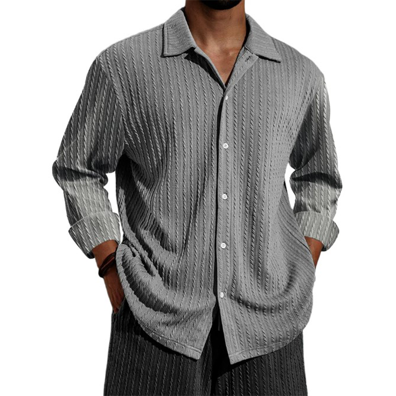 Men's Jacquard Woven Long-Sleeved Shirt MTA3074G6P