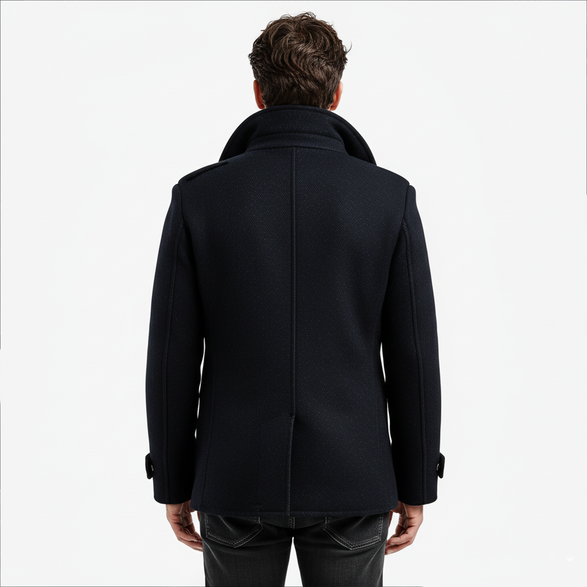 Men's Classic Retro Lapel Double-breasted Faux Wool Short Coat MTA2689I2K
