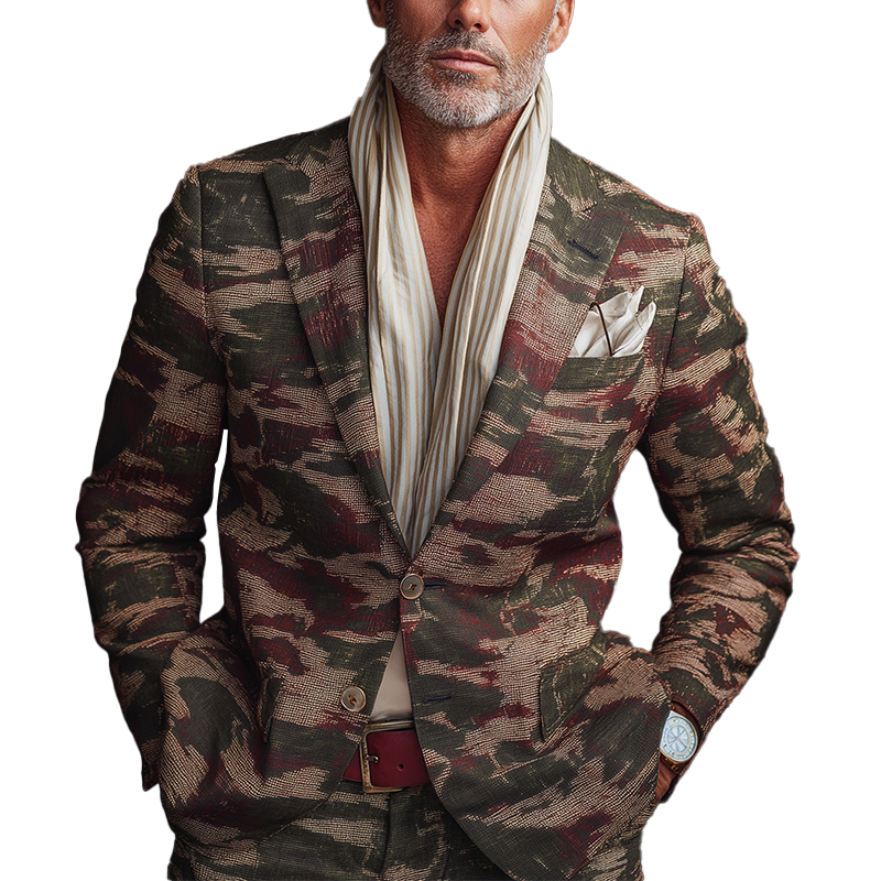 Men's Stylish Camouflage Print Suit Jacket MTA1173H3P