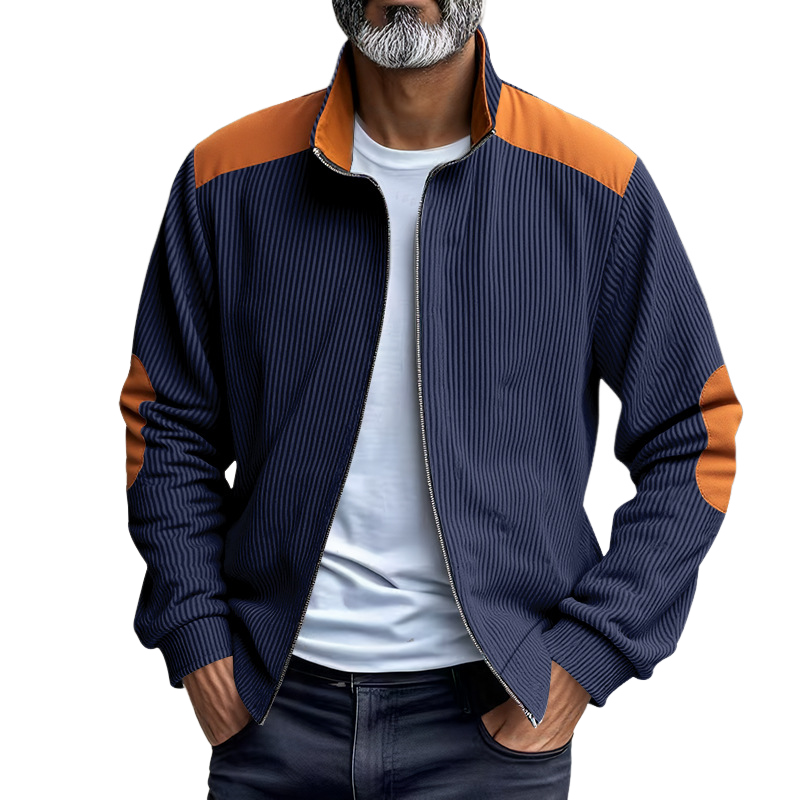 Men's Casual Thin Corduroy Patchwork Lapel Jacket MTA1862F1X