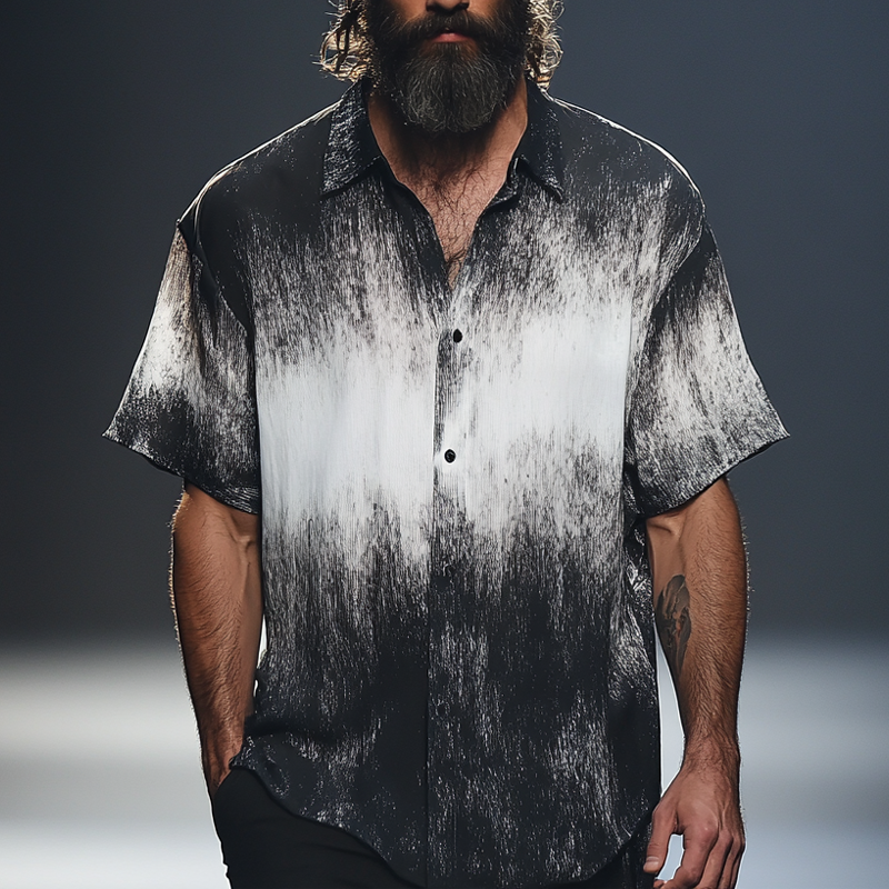 Men's Casual Gradient Print Short Sleeve Shirt MTA0614F9X