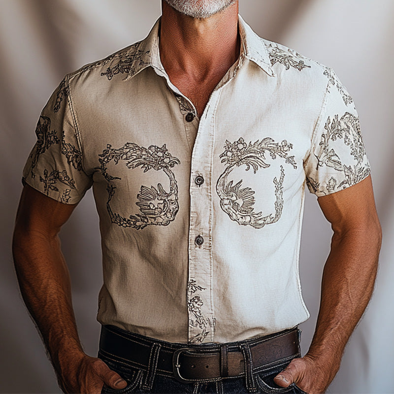 Men's cotton blend printed short sleeve shirt 88063274P