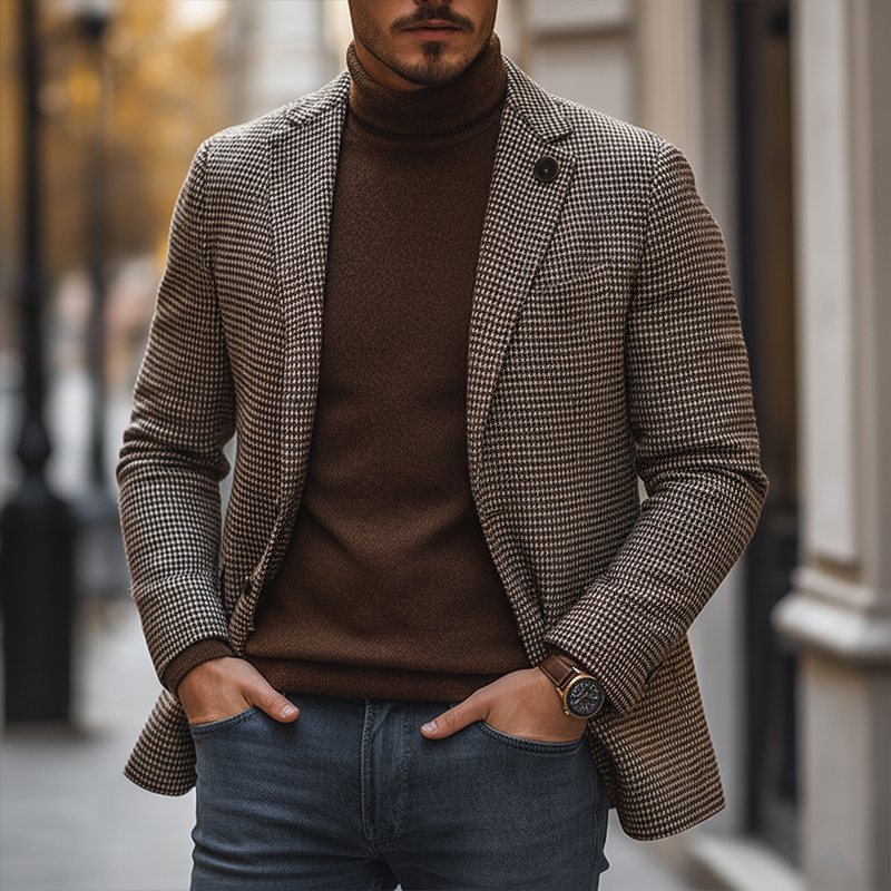 Men's Winter Retro Plaid Faux Wool Warm Coat MTA1422K1P