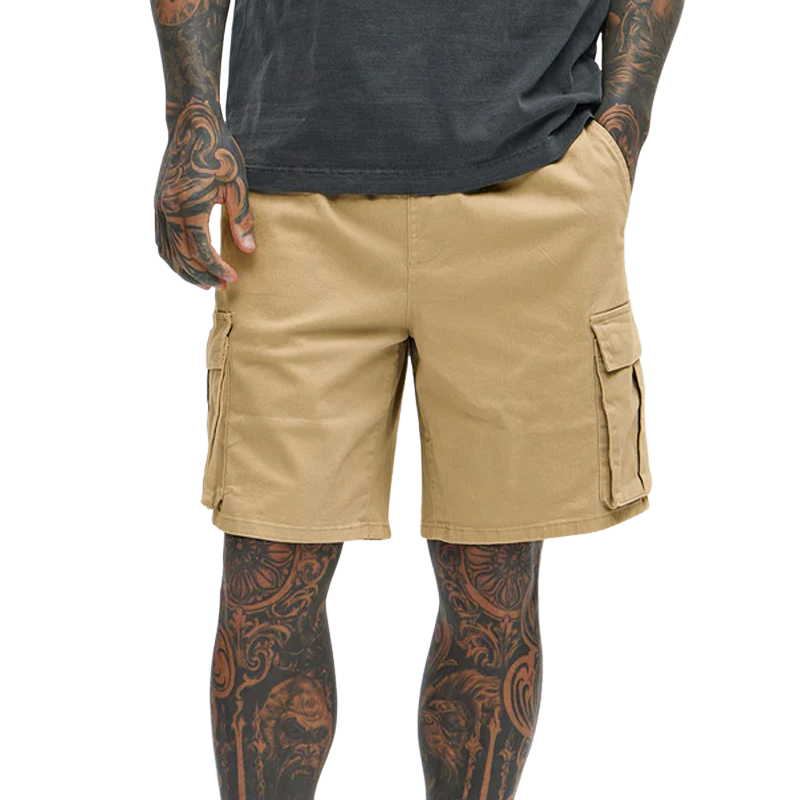 Men's Spring And Summer Classic Casual Washed Cotton Blended Multi-Pocket Cargo Shorts MTA0925G5K