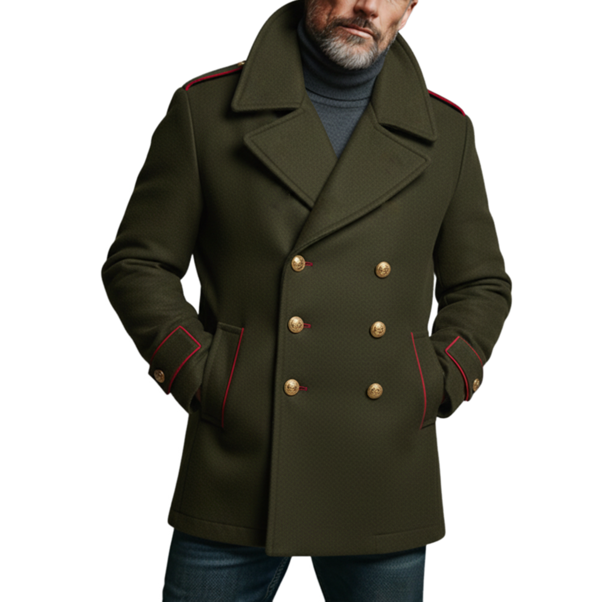 Men's Classic Retro Lapel Double-breasted Faux Wool Coat MTA0320K6K