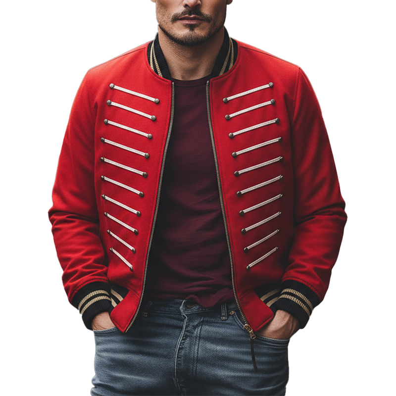 Men's Fashion Ribbed Baseball Collar Jacket MTA1773K5P