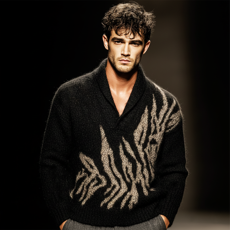 Men's Fashionable Jacquard Knitted Sweater MTA2365J3U