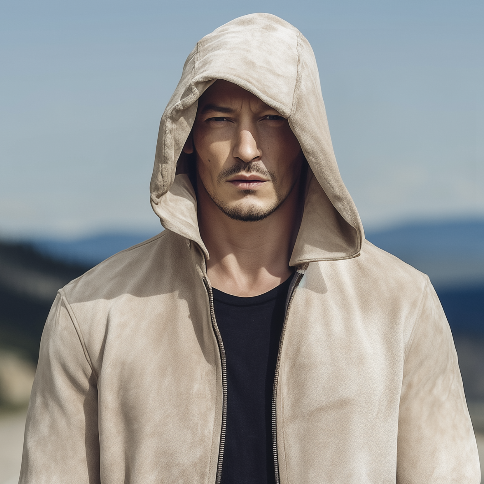 Men's Classic Casual Solid Color Hooded Zip-Up Suede Jacket MTA0659H8K