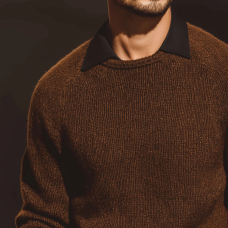 Men's Retro Casual Fake Lapel Crew Neck Knitted Sweater MTA1708I9TO