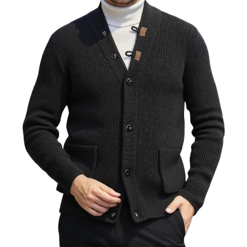 Men's Casual Solid Color V-neck Single-breasted Loose Knitted Cardigan MTA1187H7M