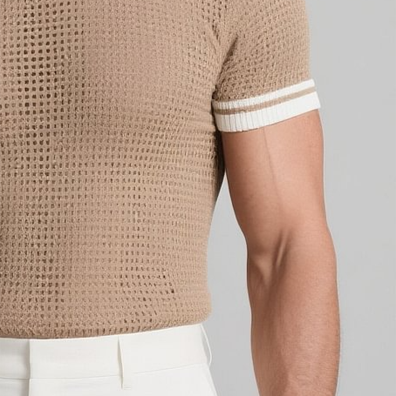 Men's Slim Fit Colorblocked Round Neck Short Sleeve Knitted T-Shirt MTA0104G7Y