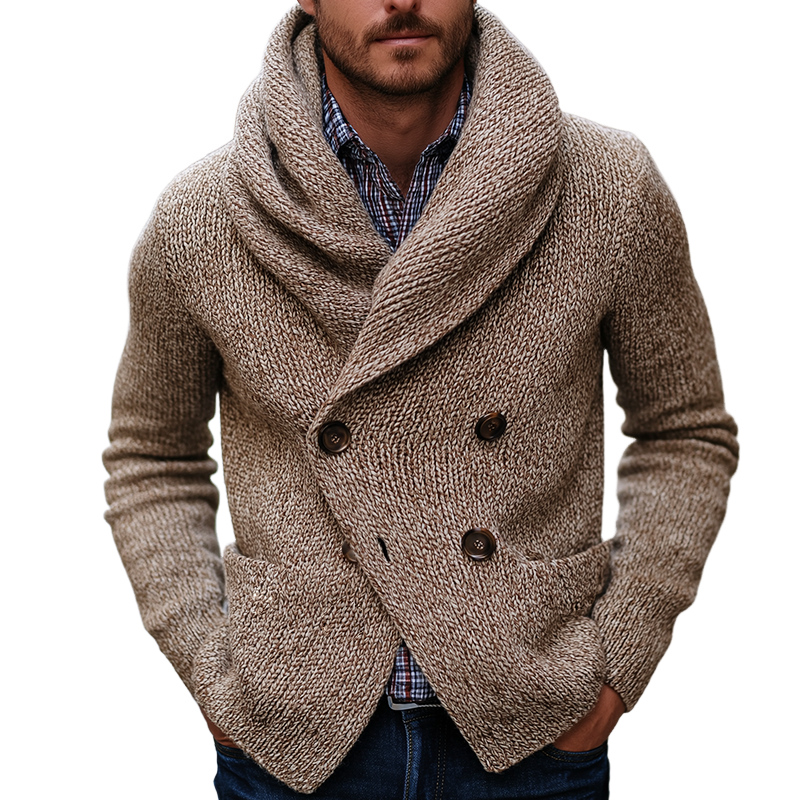 Men's Retro Casual Knit Double-Breasted Cardigan MTA0827L7TO