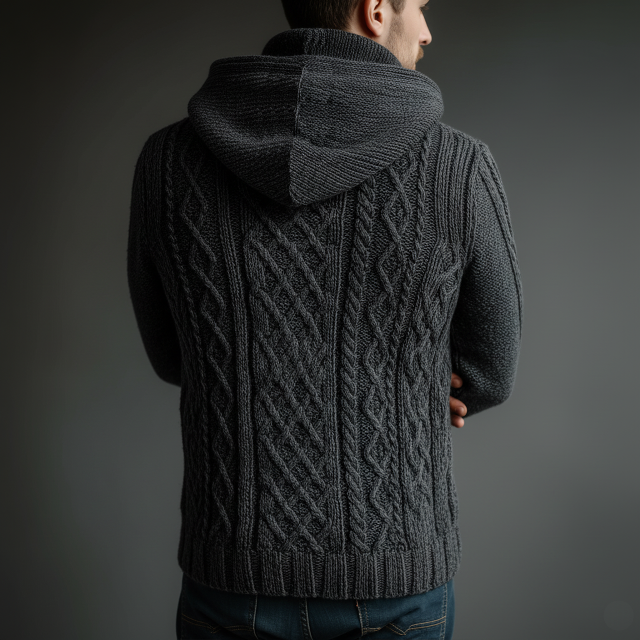 Men's Classic Vintage Jacquard Hooded Knit Cardigan MTA2321I9K
