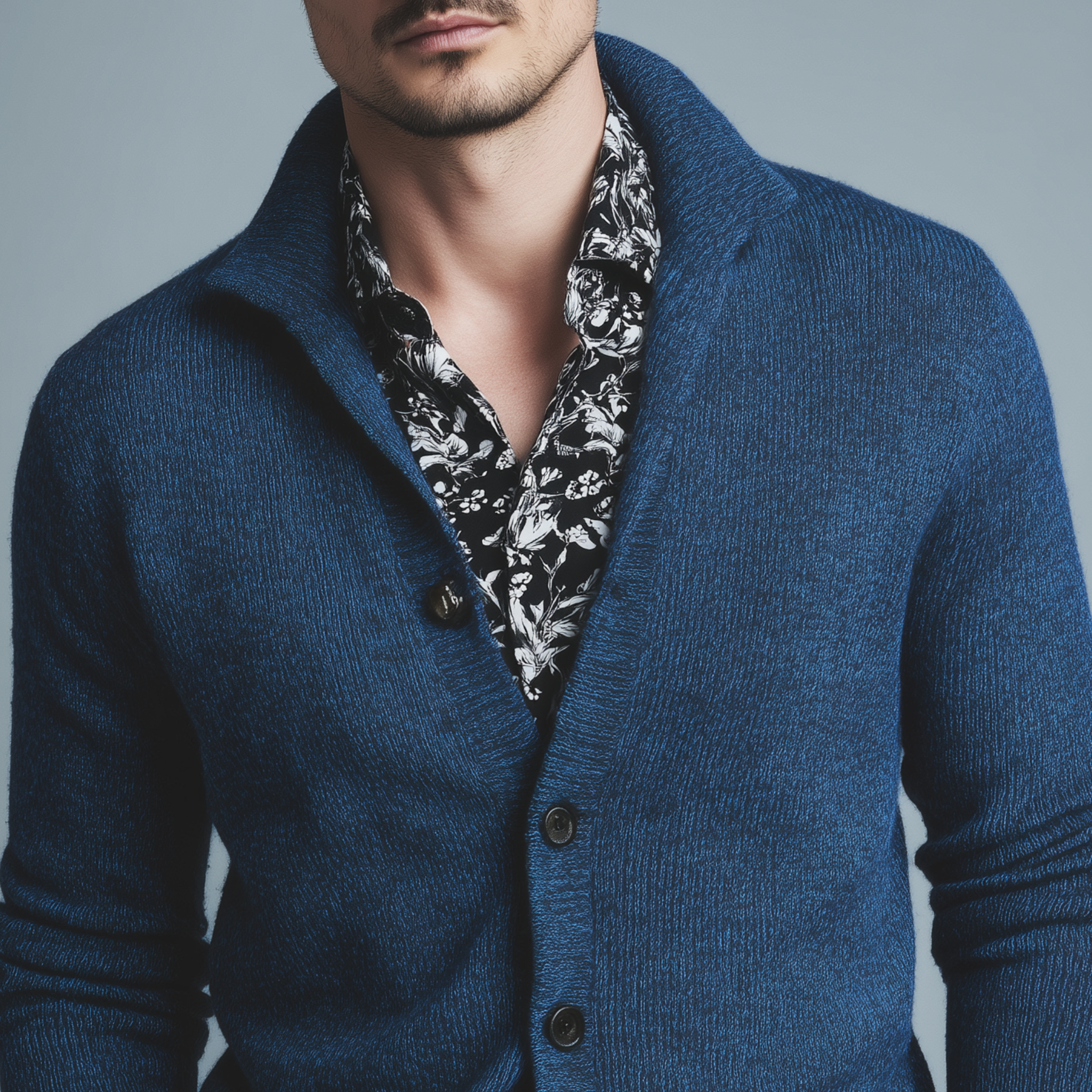 Men's Classic Retro Stand Collar Slim Long Sleeve Knitted Cardigan MTA0270H0K