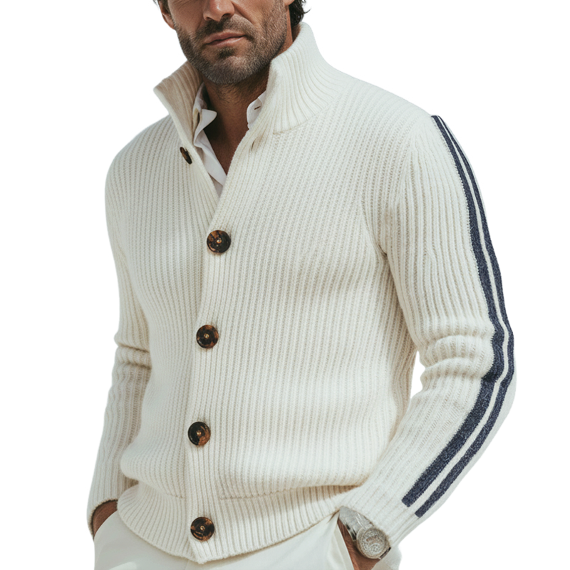 Men's Urban Style Stand-collar Button-up Knit Cardigan MTA2204K3U