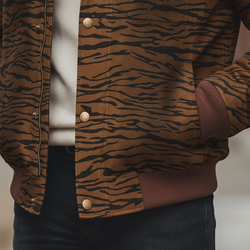 Men's Winter Retro Camouflage Print Fur Collar Jacket MTA1066K1P