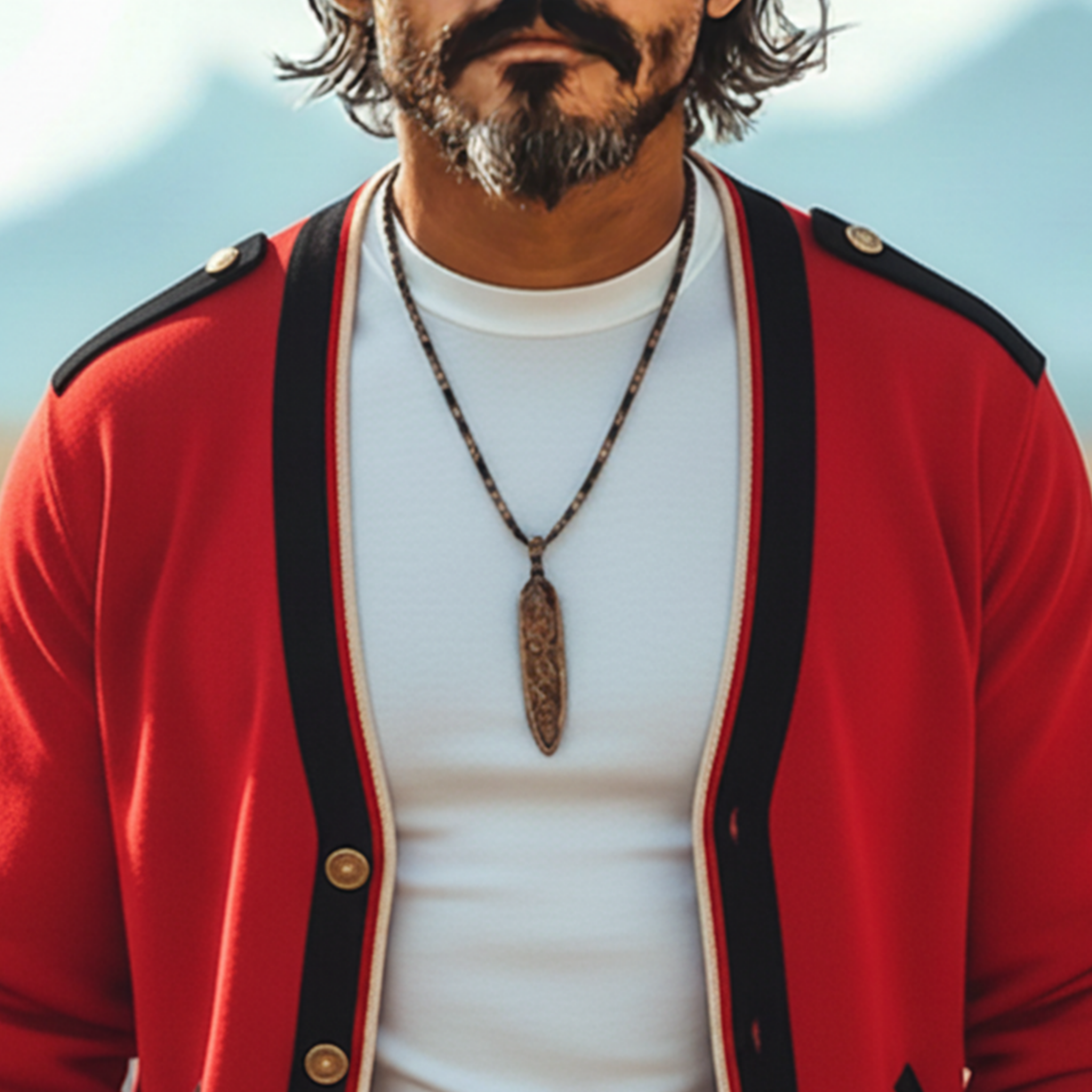 Men's Casual Western Style Epaulette Knit Cardigan MTA1573K5K