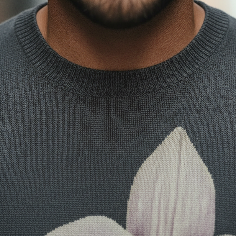 Men's Winter Vintage Cotton Yarn Knitted Jacquard Round Neck Sweater MTA1906L4P