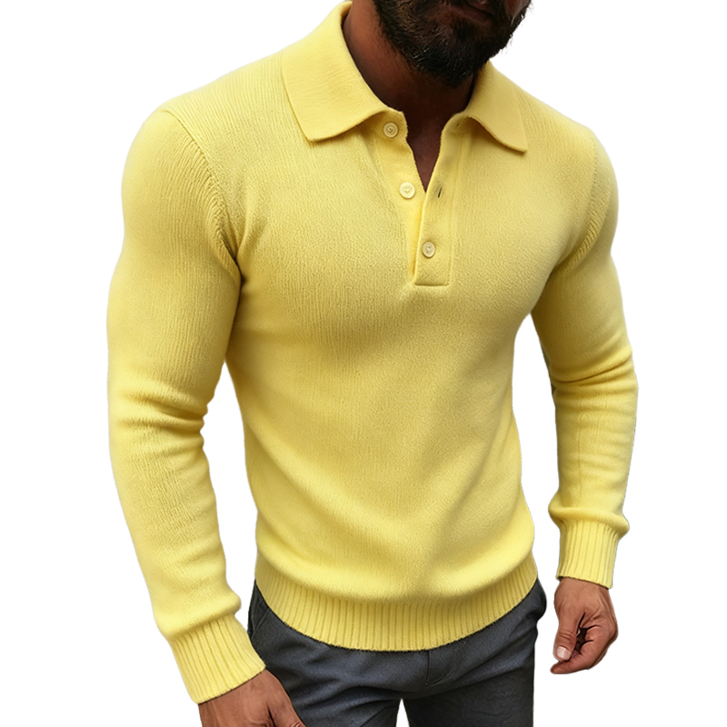 Men's Retro Casual Knitted Polo Sweater MTA1183K6TO