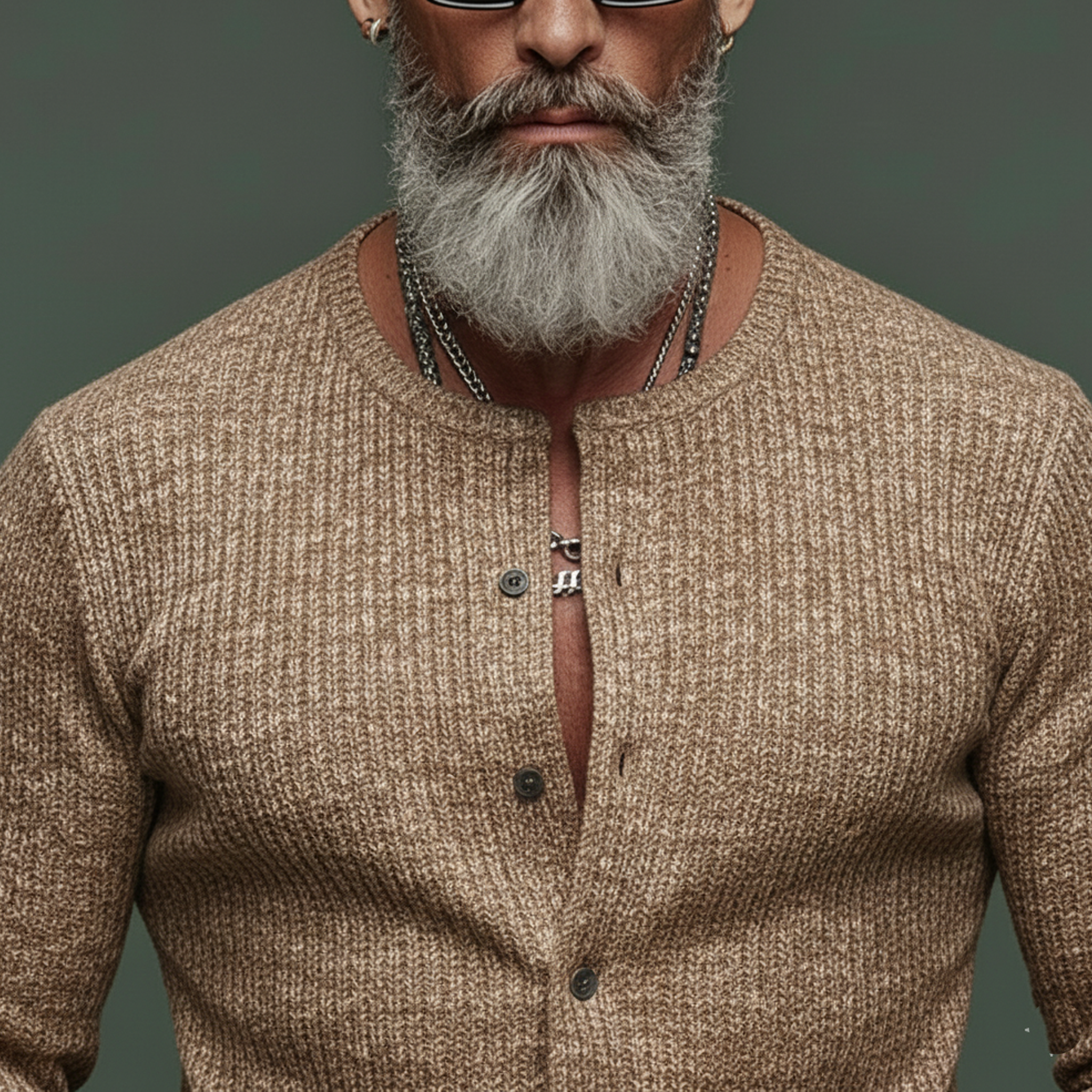 Men's Classic Casual Slub Yarn Ribbed Slim-fit Long-sleeved Shirt MTA2430L6K