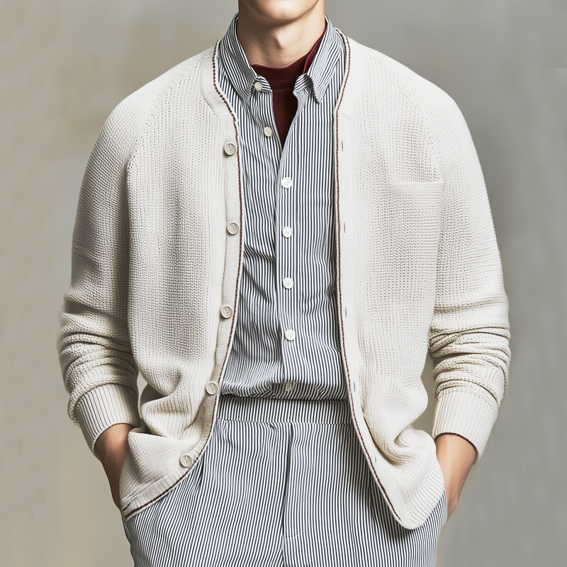 Men's Business Button Crew Neck Knit Cardigan MTA2232H3U