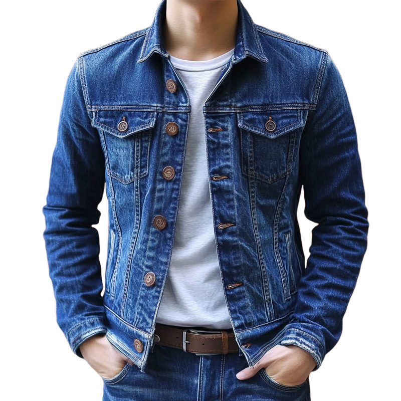 Men's Vintage Washed Single Breasted Lapel Jacket MTA0127I3X