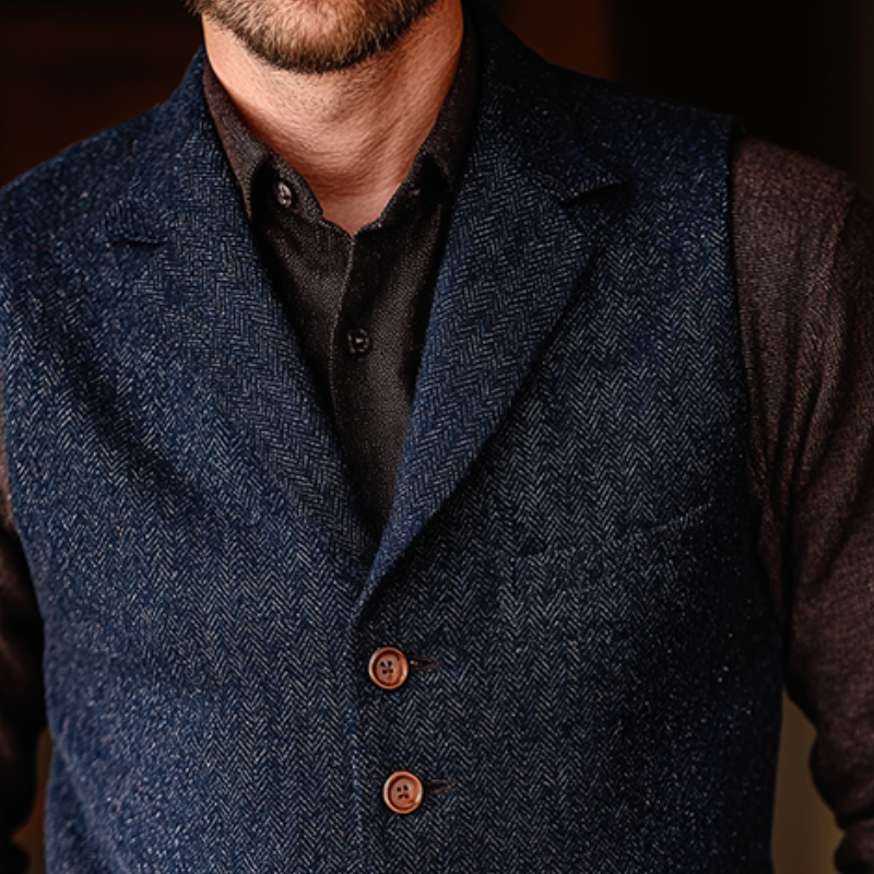 Men's Retro Casual Herringbone Lapel Vest MTA2805H2TO