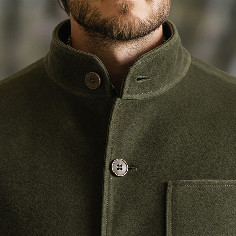 Men's Winter Retro Multi-Pocket Faux Suede Stand Collar Jacket MTA1485K7P