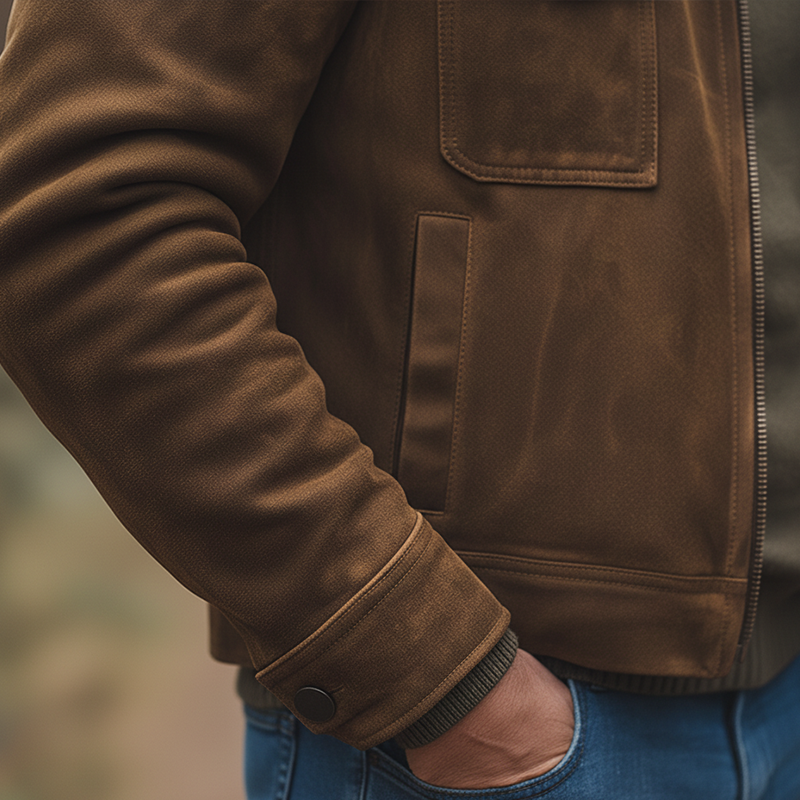 Men's Winter Retro Faux Suede Multi-Pocket Stand Collar Jacket MTA2743K3P