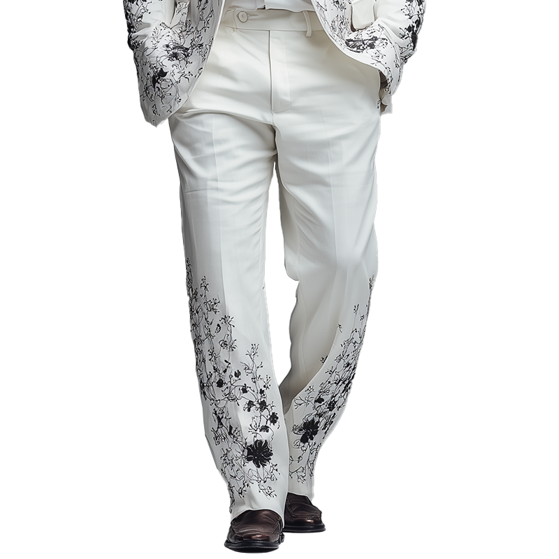 Men's Fashion Simple Printed Blended Suit Trousers MTA1817H6P