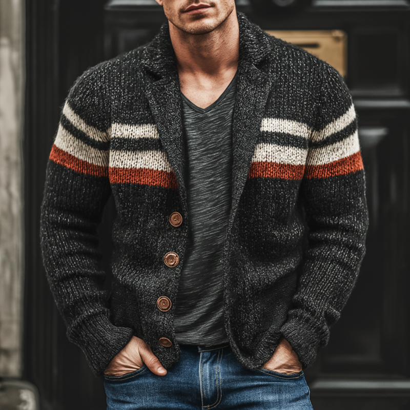 Men's Classic Color-blocked Button-down Knit Cardigan MTA3004J9U