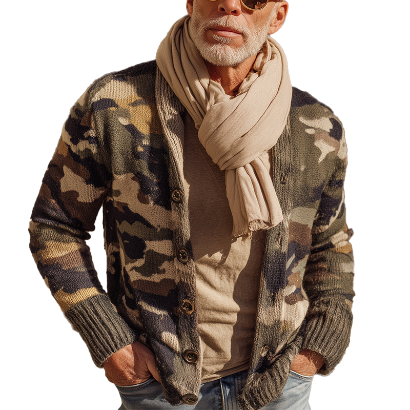 Men's Autumn Fashion Camouflage Knitted Cardigan MTA0748H8P