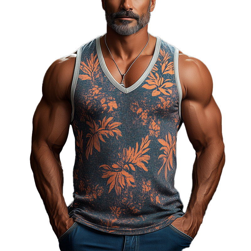 Men's Summer Fashion Cotton Blend Printed Tank Top MTA2636F7P