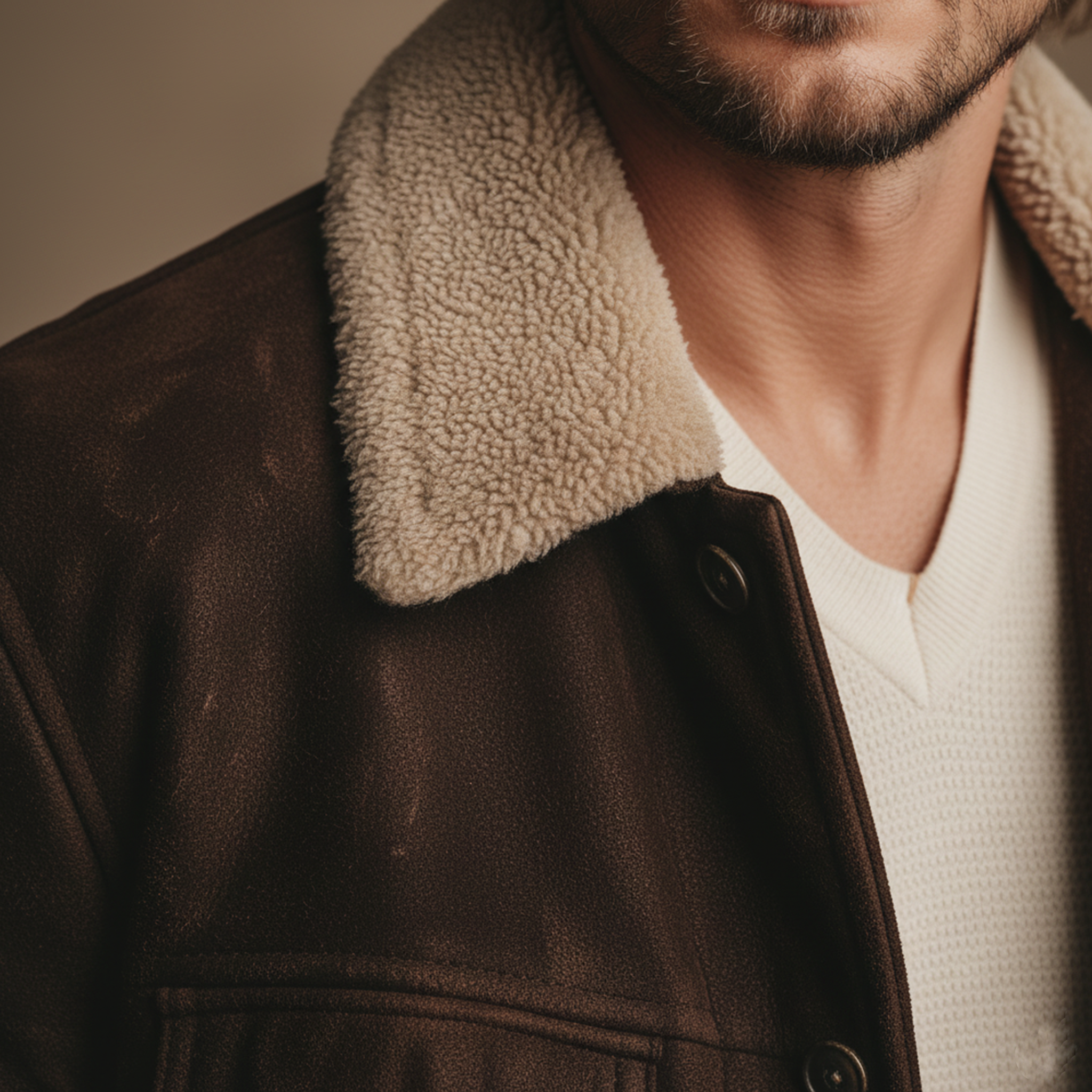 Men's Classic Vintage Detachable Fur Collar Faux Suede Multi-pocket Jacket MTA1000J3K