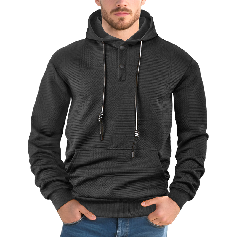 Men's Casual Textured Solid Color Hoodie MTA2883G2X