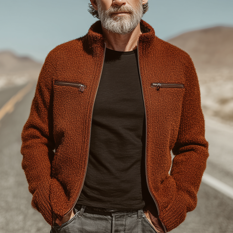 Men's Autumn Fashion Mixed Color Knitted Real Pocket Cardigan MTA1130I5P