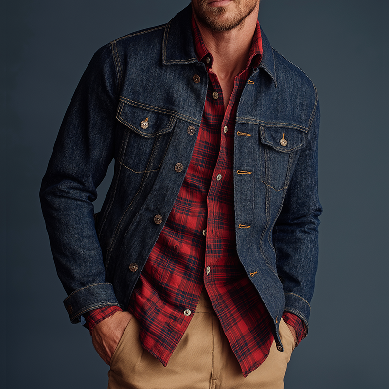 Men's Vintage Casual Washed Denim Jacket MTA1103H5TO